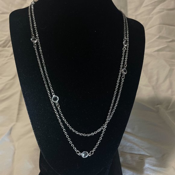 NWOT Authentic Origami Owl 48" Silver Crystal Station Chain Necklace | C$15 - Picture 3 of 5
